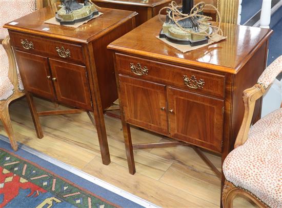 A pair of Georgian style mahogany bedside cabinets W.55cm